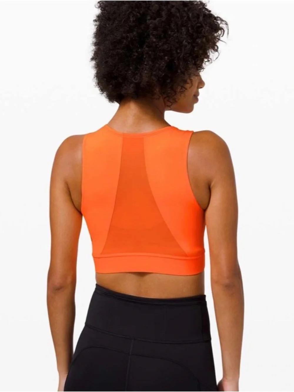 Lululemon Hotty Hot Cropped Tank Highlight Orange Size 4 Running Built-In Bra